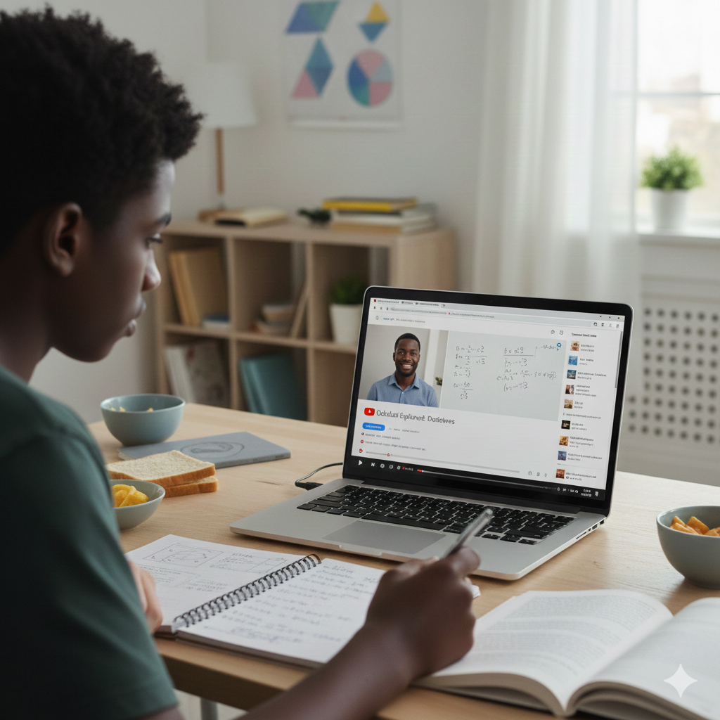 Learner watching YouTube lessons